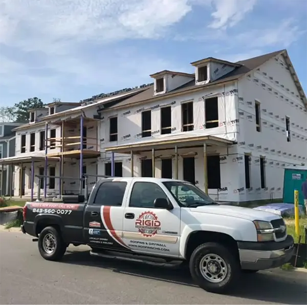 Construction site managed by Rigid Roofing & Construction - Charleston, Mount Pleasant, Summerville, and surrounding areas